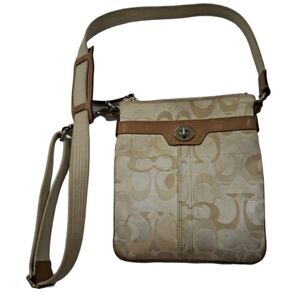 Coach Swing Pack Yellow Canvas Leather Messenger Crossbody Purse #41256